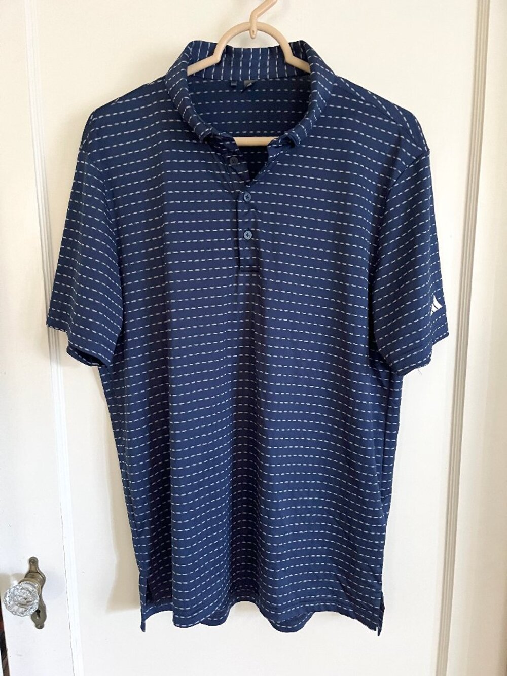 Men's Adidas Ultimate365 Dash Stripe Blue Golf Polo_Size M